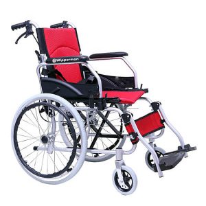 205 Model Refakatçi Katlanabilir Büyük Teker Frenli Tekerlekli Sandalye Kırmızı