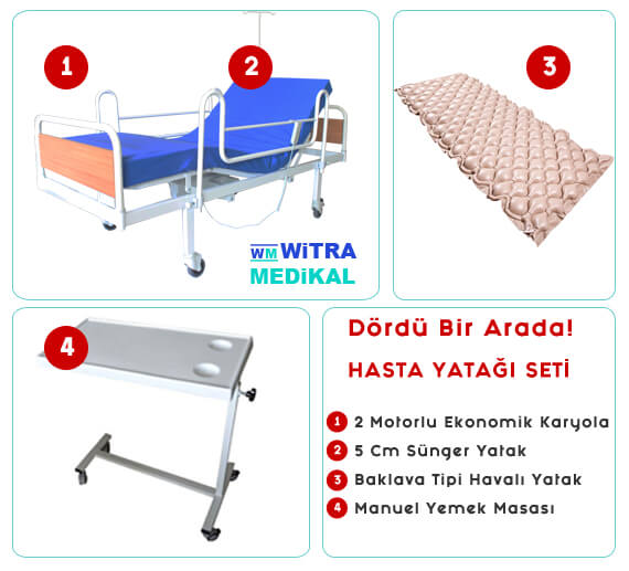 4 üründen oluşan ekonomik hasta bakım seti