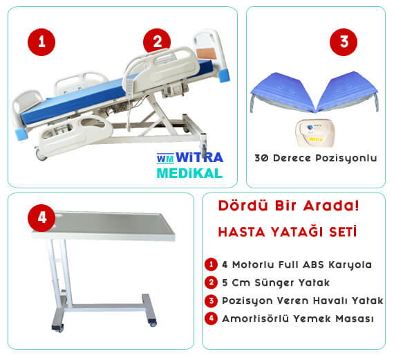 4 üründen oluşan konfor hasta bakım seti