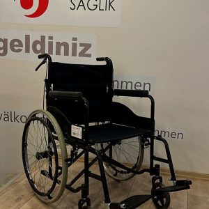 106 model Siyah Kumaş Frenli Ekonomik Manuel Tekerlekli Sandalye